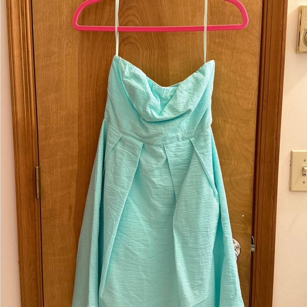 J. Crew Strapless Dress in Light Blue